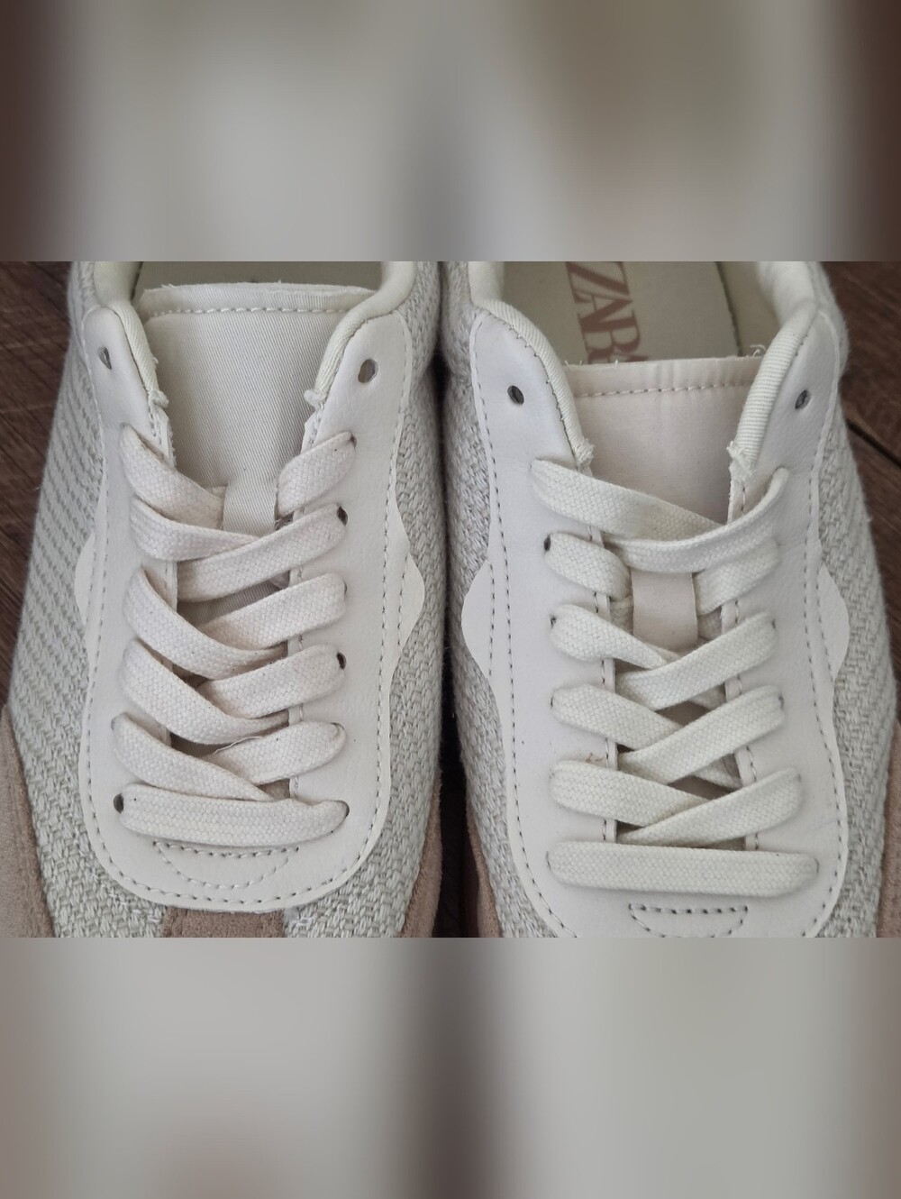 Zara Women's Cream Retro Sneakers EU36 US6 Blush Gum Sole Casual Excellent Cond - Picture 7 of 8
